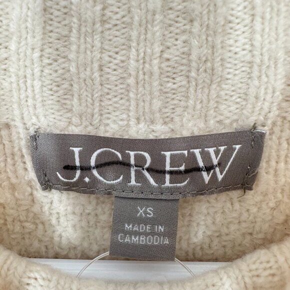 J. Crew Size XS Cream Cable-knit Rollneck™ sweater in Supersoft yarn Cozy NWT - Picture 4 of 8